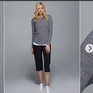 Lululemon Hot Times Long Sleeve Top 1/4 zipper Heathered Black 8